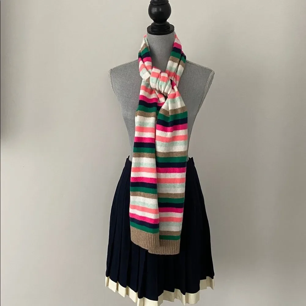 J. Crew Factory Extra Soft Yarn Striped Scarf Long Multicolor Colorful Preppy